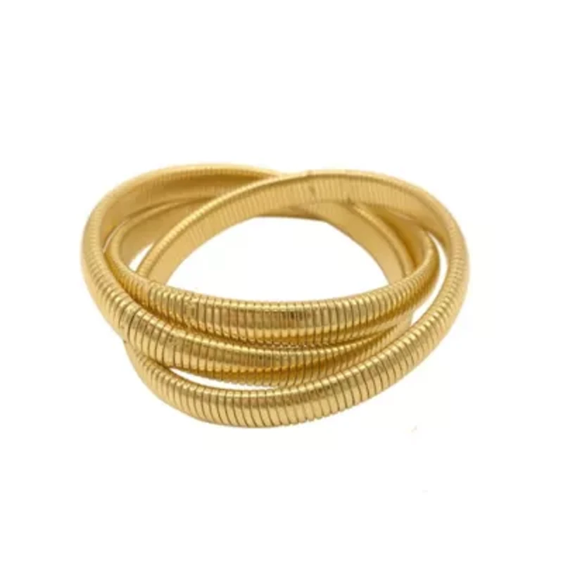 14k Gold Plated Omega Chain Triplet Bracelet