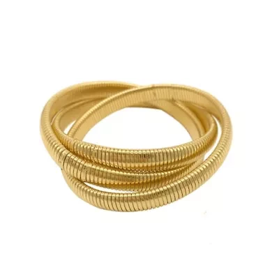 14k Gold Plated Omega Chain Triplet Bracelet