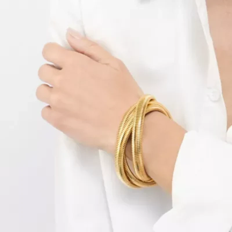 14k Gold Plated Omega Chain Triplet Bracelet