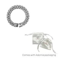 Rhodium Plated Flat Curb CZ Chain Bracelet