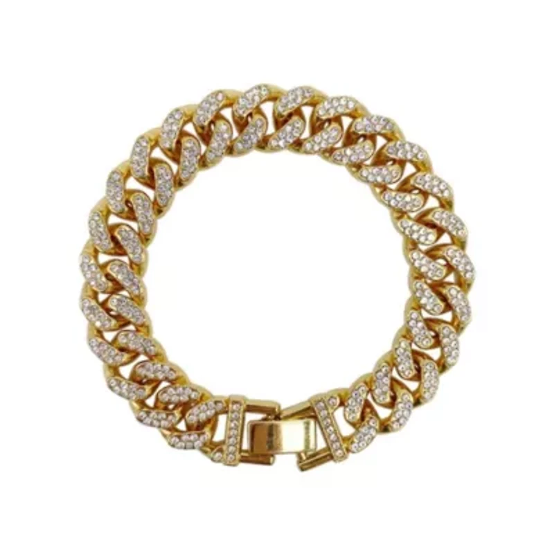 14k Gold Plated Flat Curb CZ Chain Bracelet