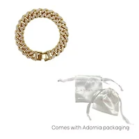 14k Gold Plated Flat Curb CZ Chain Bracelet