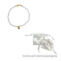 14k Gold Plated Seed Pearl and Heart Bracelet