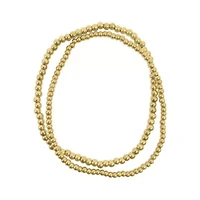 Tarnish Resistant 14k Gold Plated Set of 2mm and 3mm Ball Bracelets