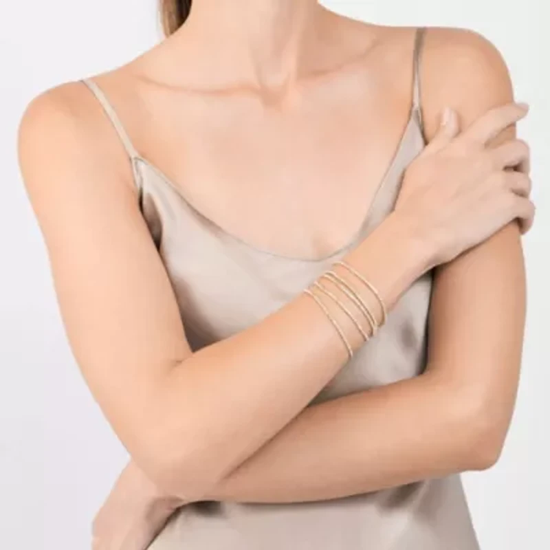 14k Gold Plated Multi Stretch Crystal Bracelet Set