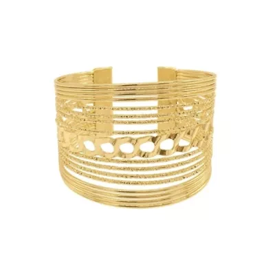 14k Gold Plated Multi Strand Cuff Bracelet