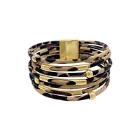 Multi Strand Leopard Print Bangle Bracelet