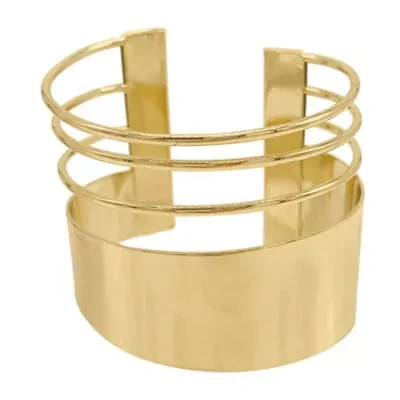 14k Gold Plated Multi Strand Tall Cuff Bracelet