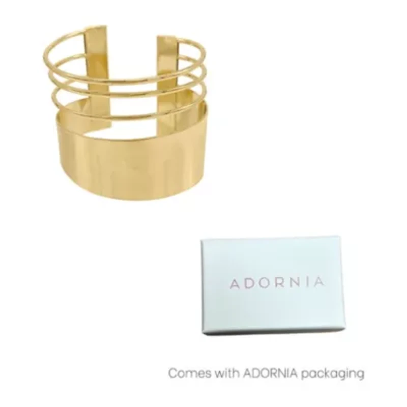 14k Gold Plated Multi Strand Tall Cuff Bracelet