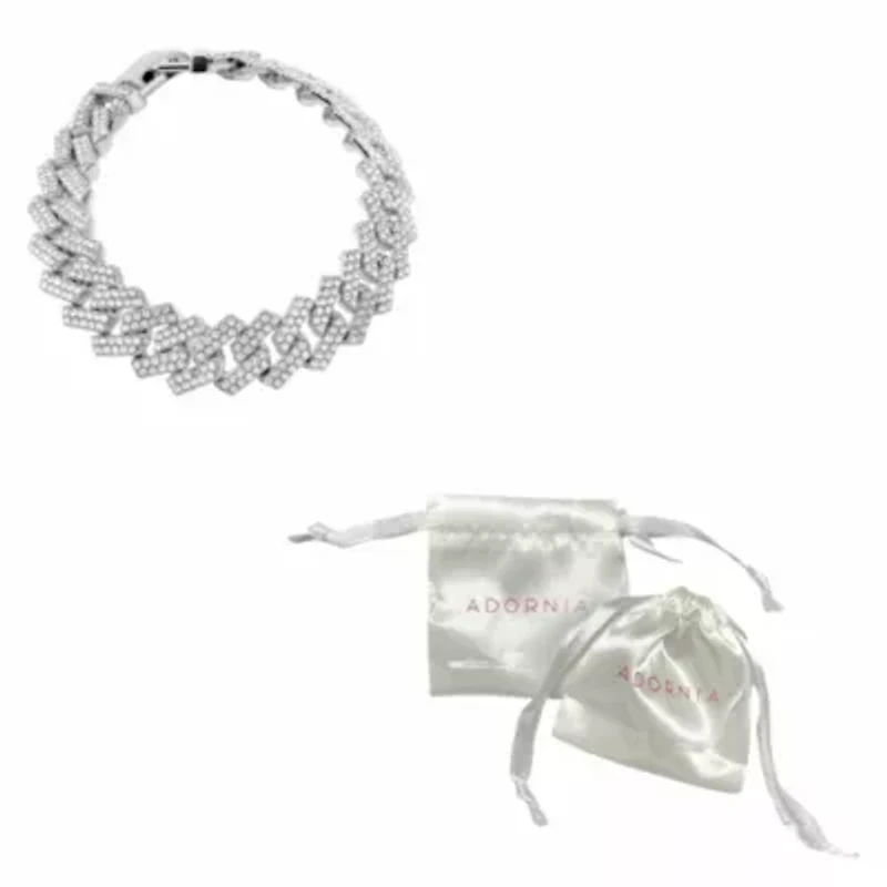 Rhodium Plated Edgy Cuban Crystal Chain Bracelet