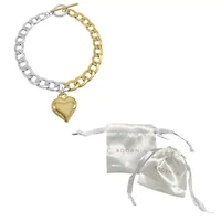 Tarnish Resistant Mixed Metal Heart Chain Toggle Bracelet