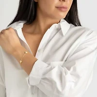 White Mother of Pearl Flower Station Bracelet gold