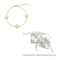 White Mother of Pearl Flower Station Bracelet gold
