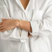 Adjustable Bolo White Mother of Pearl Flower Bracelet gold