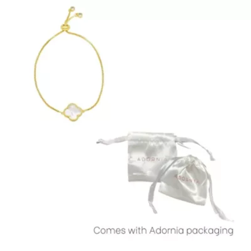 Adjustable Bolo White Mother of Pearl Flower Bracelet gold