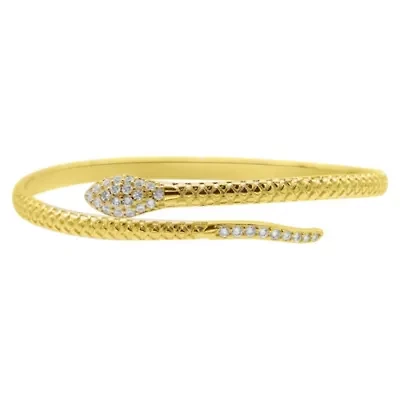 14k Gold Plated Adjustable Crystal Snake Cuff