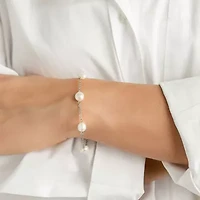 Tarnish Resistant Rhodium Plated Adjustable Station Freshwater Pearl Bracelet