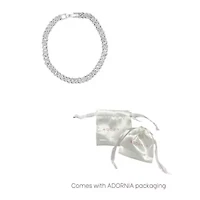 Silver Plated 8mm Crystal Curb Chain Bracelet