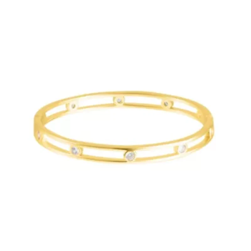 14k Gold Plated Studded CZ Bangle Bracelet