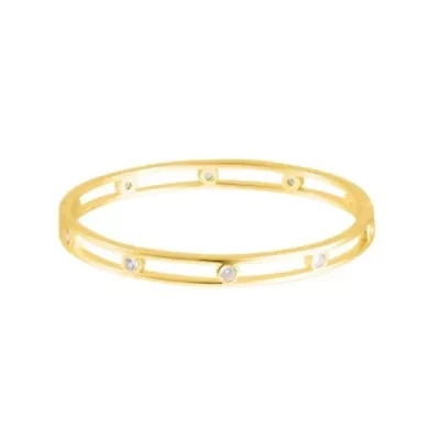 14k Gold Plated Studded CZ Bangle Bracelet