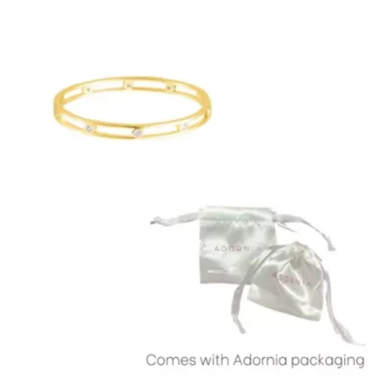 14k Gold Plated Studded CZ Bangle Bracelet
