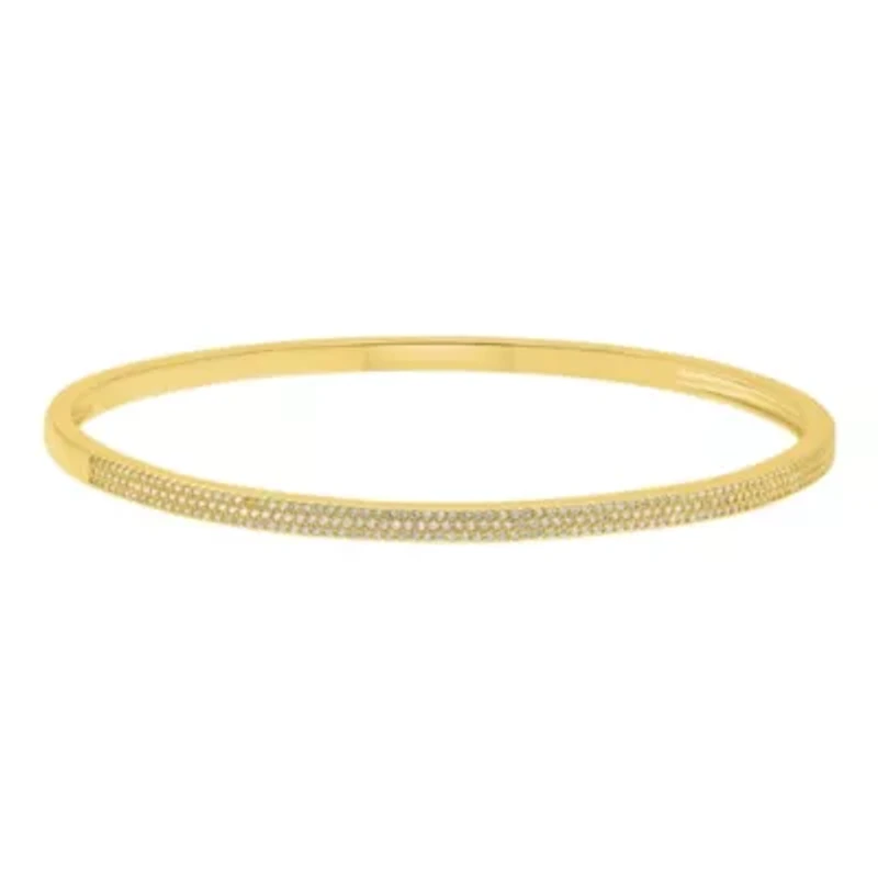 14k Gold Plated Marquis and Pave Stacking Bangle Bracelet Set