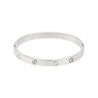 Tarnish Resistant Silver Plated CZ and Clover Bangle