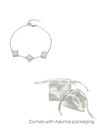 Silver Plated White Mother of Pearl Flower Bracelet