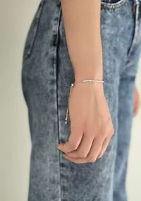 14k Gold Plated Adjustable Tennis Bolo Bracelet