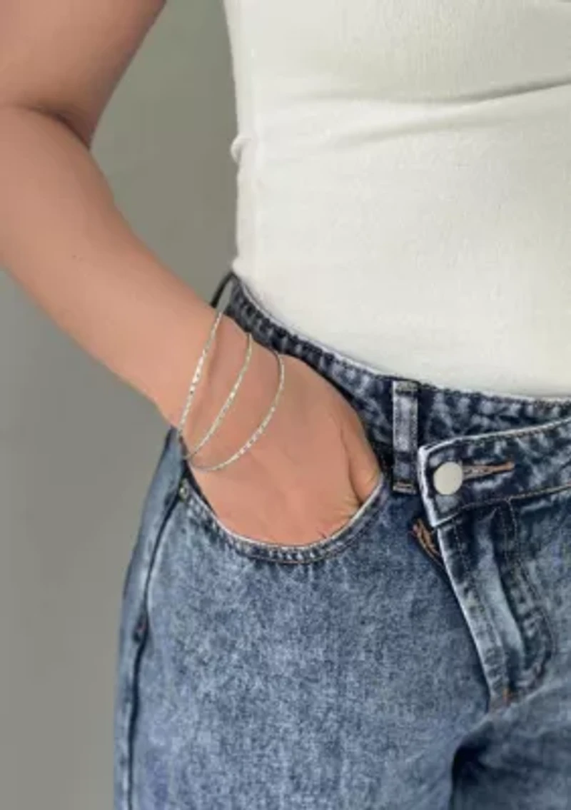 Silver Plated Hammered 3mm Bangle Set