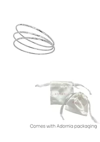Silver Plated Hammered 3mm Bangle Set