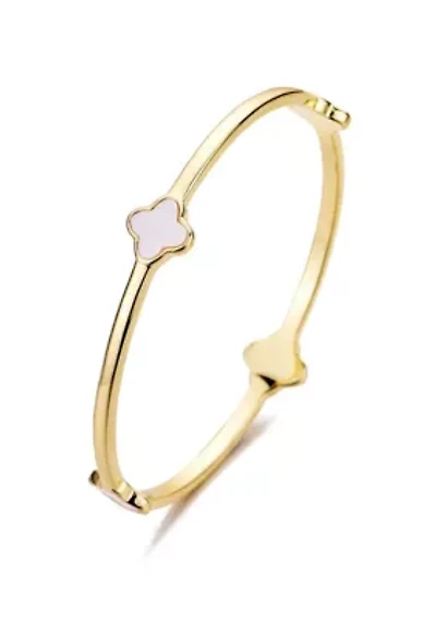 14k Gold Plated Clover Bangle