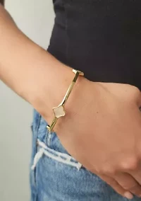 14k Gold Plated Clover Bangle