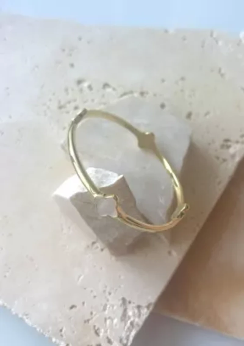 14k Gold Plated Clover Bangle