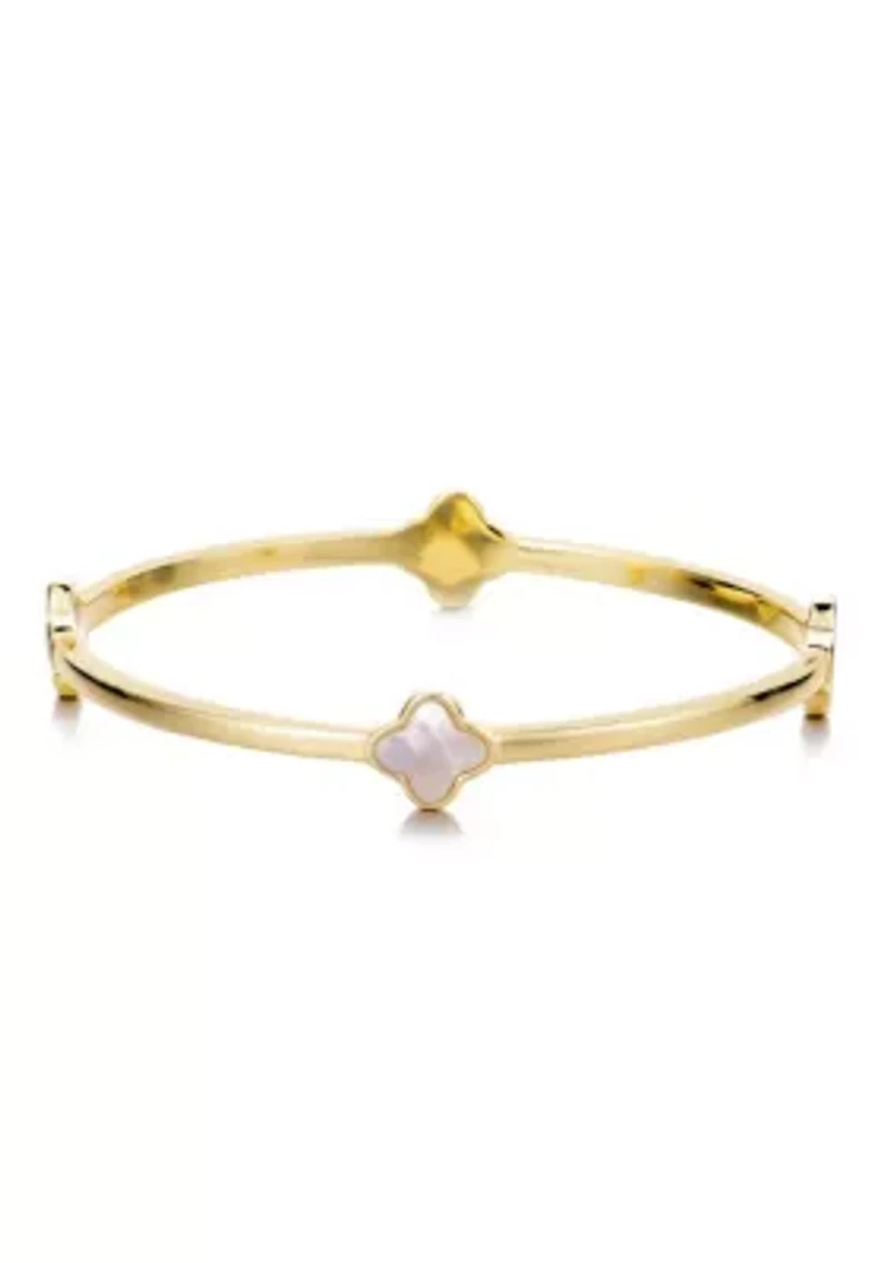 14k Gold Plated Clover Bangle