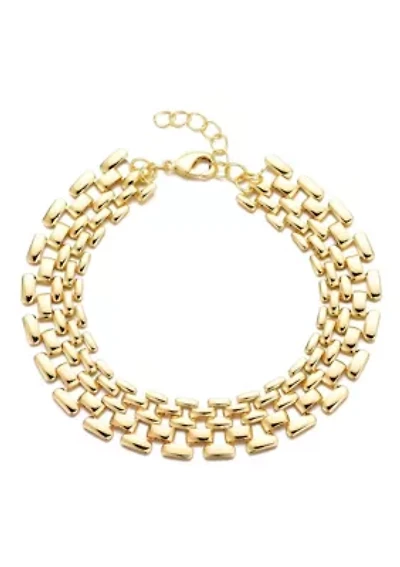 14k Gold Plated Grid Chain Bracelet