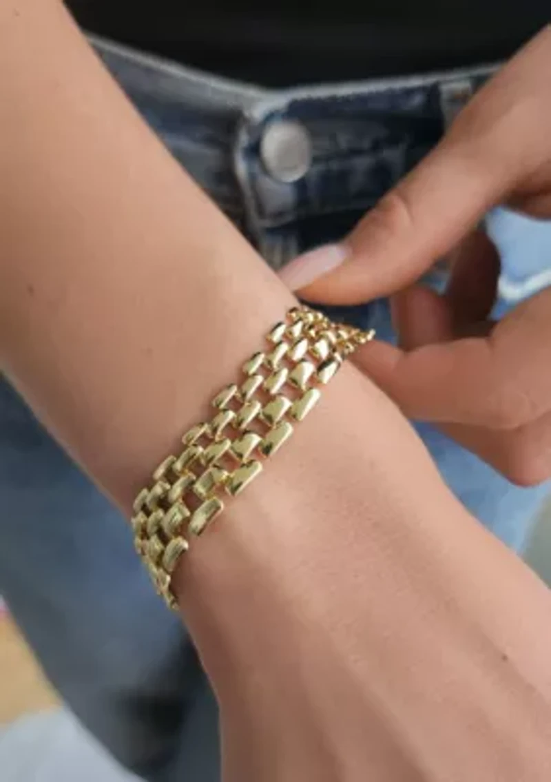 14k Gold Plated Grid Chain Bracelet