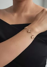 Tarnish Resistant 14k Rose Gold Plated 5-Leaf Clover Station Braceet