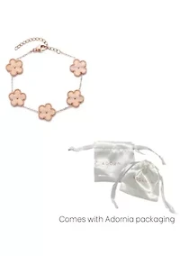 Tarnish Resistant 14k Rose Gold Plated 5-Leaf Clover Station Braceet