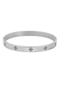 Tarnish Resistant Silver Plated Pave Clover Cuff