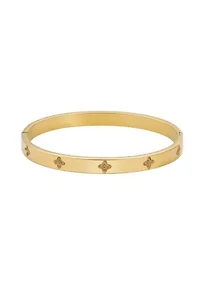 Tarnish Resistant 14k Gold Plated Pave Clover Cuff