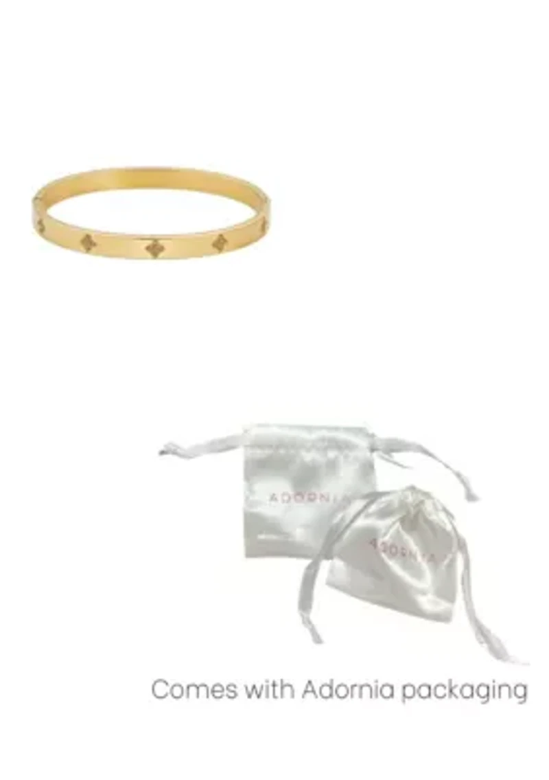 Tarnish Resistant 14k Gold Plated Pave Clover Cuff