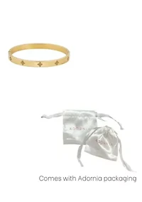 Tarnish Resistant 14k Gold Plated Pave Clover Cuff