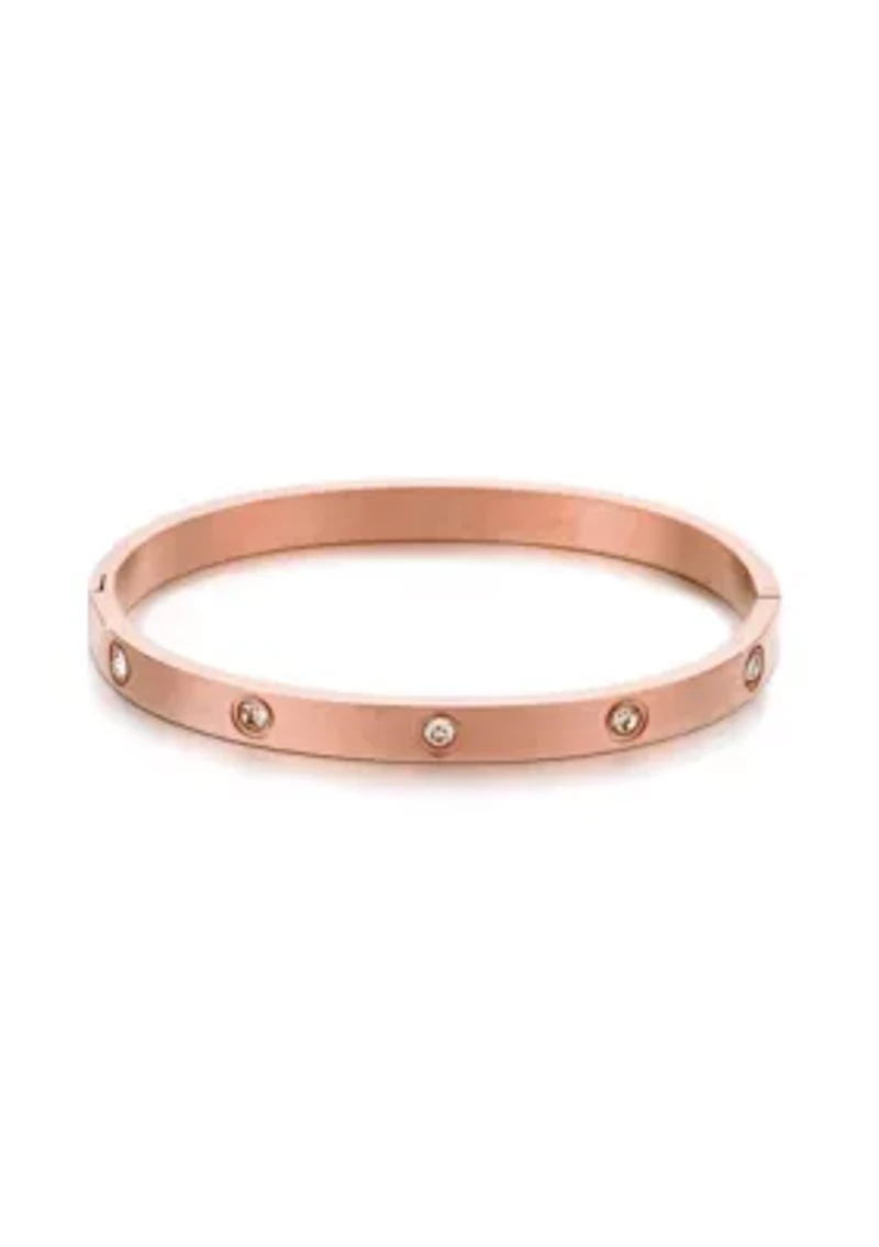 Tarnish Resistant 14k Rose Gold Plated Crystal Eternity Cuff