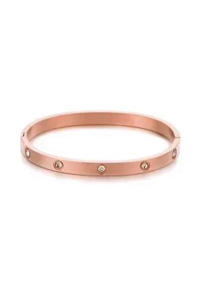 Tarnish Resistant 14k Rose Gold Plated Crystal Eternity Cuff