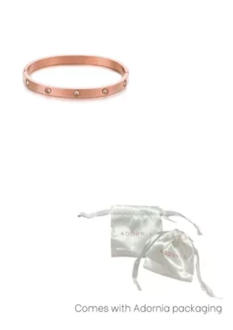 Tarnish Resistant 14k Rose Gold Plated Crystal Eternity Cuff