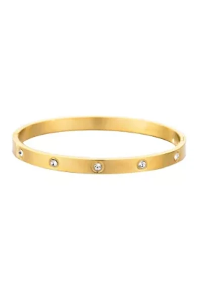 Tarnish Resistant 18k Yellow Gold Plated Crystal Eternity Cuff