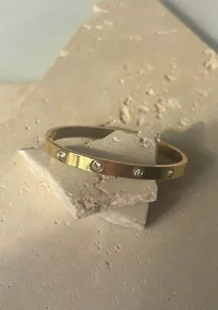 Tarnish Resistant 18k Yellow Gold Plated Crystal Eternity Cuff