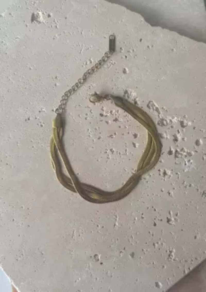 Tarnish Resistant 18k Gold Plated Multi-Strand Herringbone Chain Bracelet