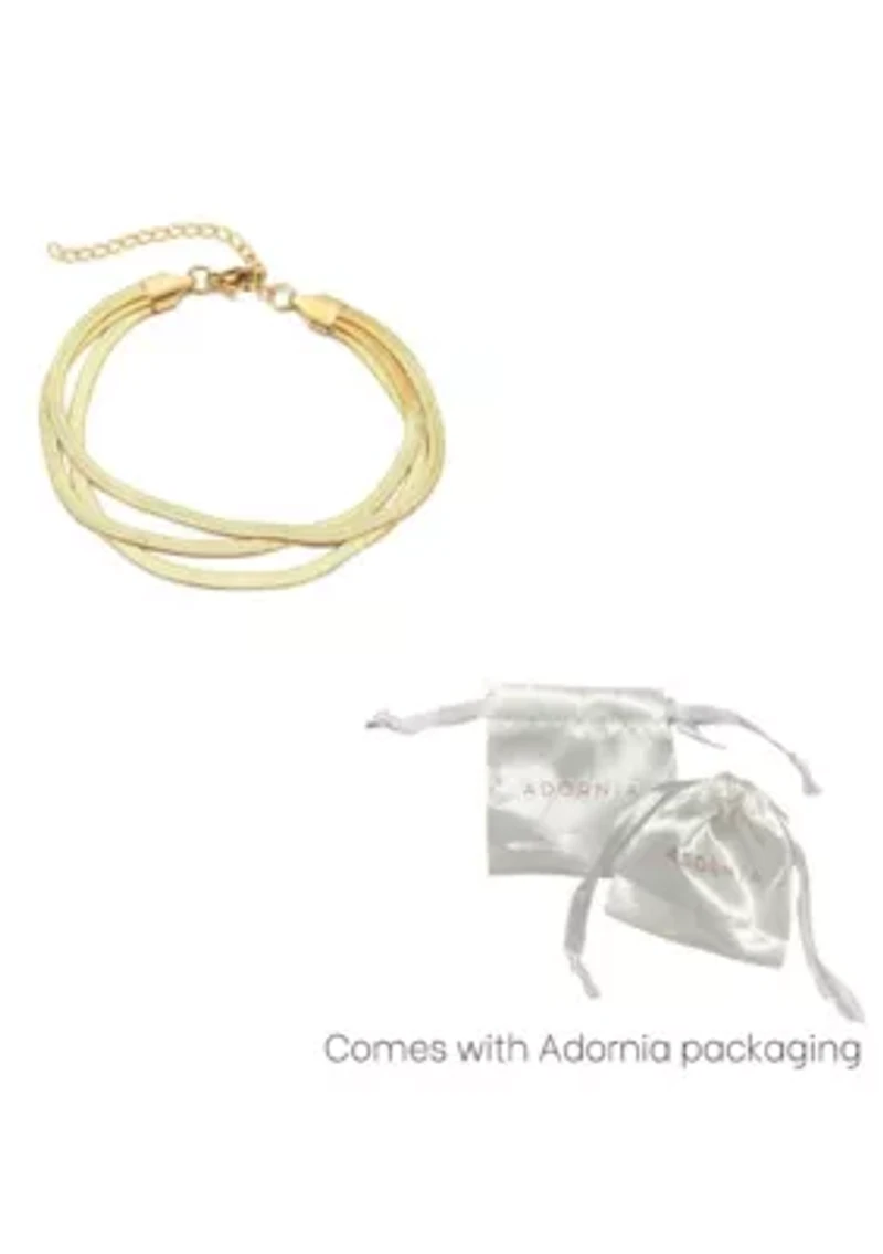 Tarnish Resistant 18k Gold Plated Multi-Strand Herringbone Chain Bracelet